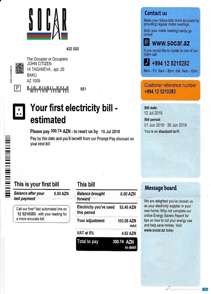 download Azerbaijan Socar electricity utility bill template, fully editable in PSD format photoshop template